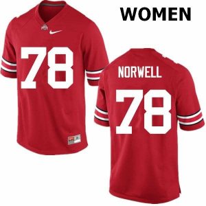NCAA Ohio State Buckeyes Women's #78 Andrew Norwell Red Nike Football College Jersey FHN3345UY